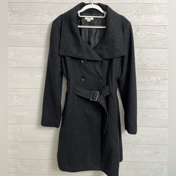 CATO Vintage Women’s Grey Double Breast Mid Length Wool Coat. Size L - Picture 1 of 7